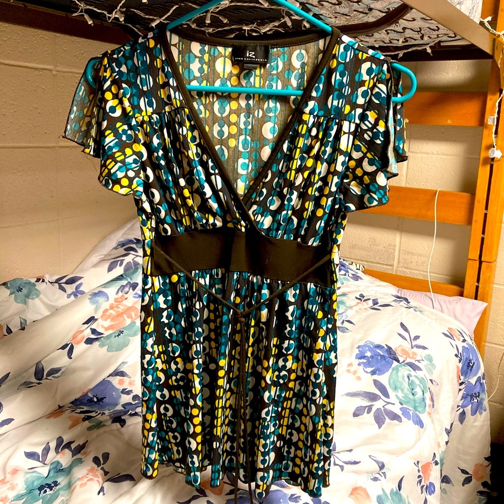 Blouse with low v-neck and slit sleeves